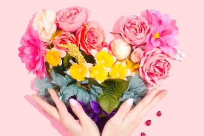 Flower bouquet in heart shape