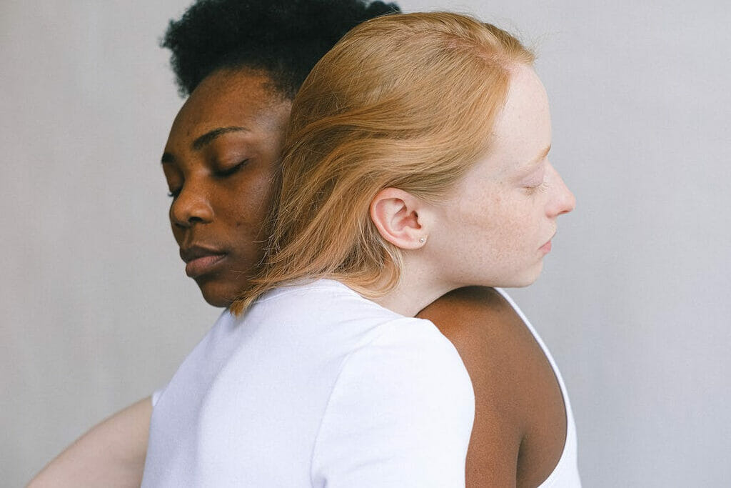 Two women hugging