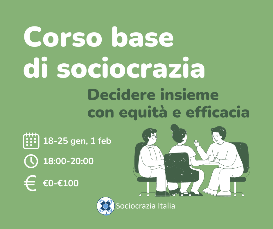 Poster del Corso Base di Sociocrazia di gennaio 2023