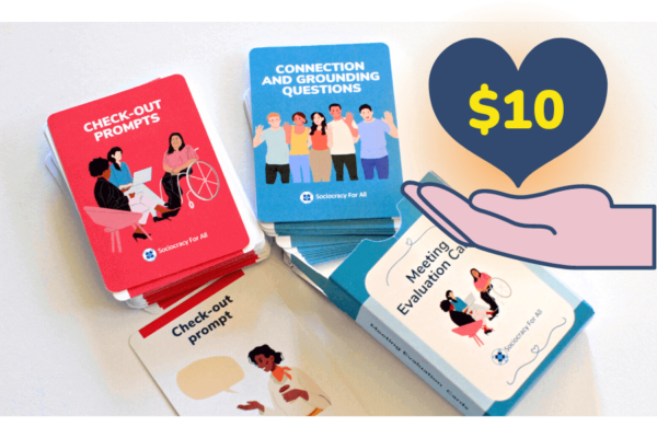 Meeting evalutation Cards Deck product by Sociocracy For All plus $10 donation