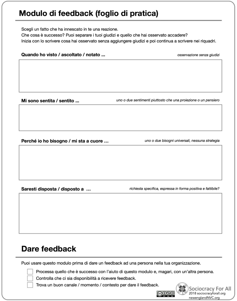 figura 198 versione tipo del modulo di feedback - molte voci una canzone - Sociocracy For All